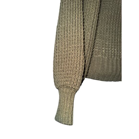 Xenana oversized green deep v off shoulder waffle knit sweater sz‎ xs fits large - Picture 5 of 7